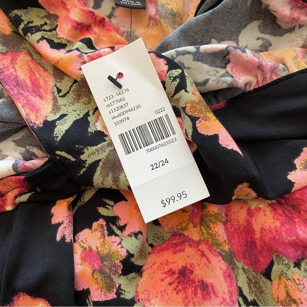 Lane Bryant Black Pink and orange Floral tie neck dress size 22/24 - Picture 4 of 7